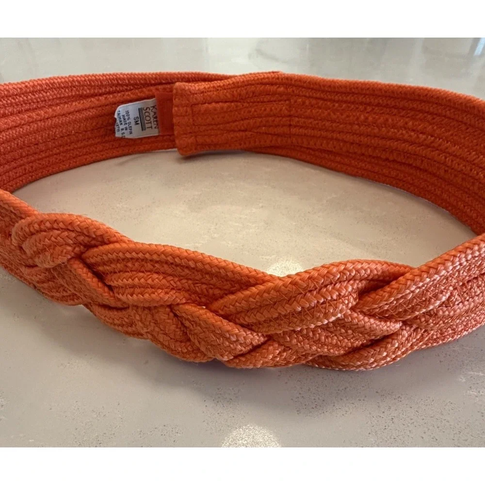 Karen Scott Orange Braided Stretch Waist Belt Women's Size S/M Boho Vintage